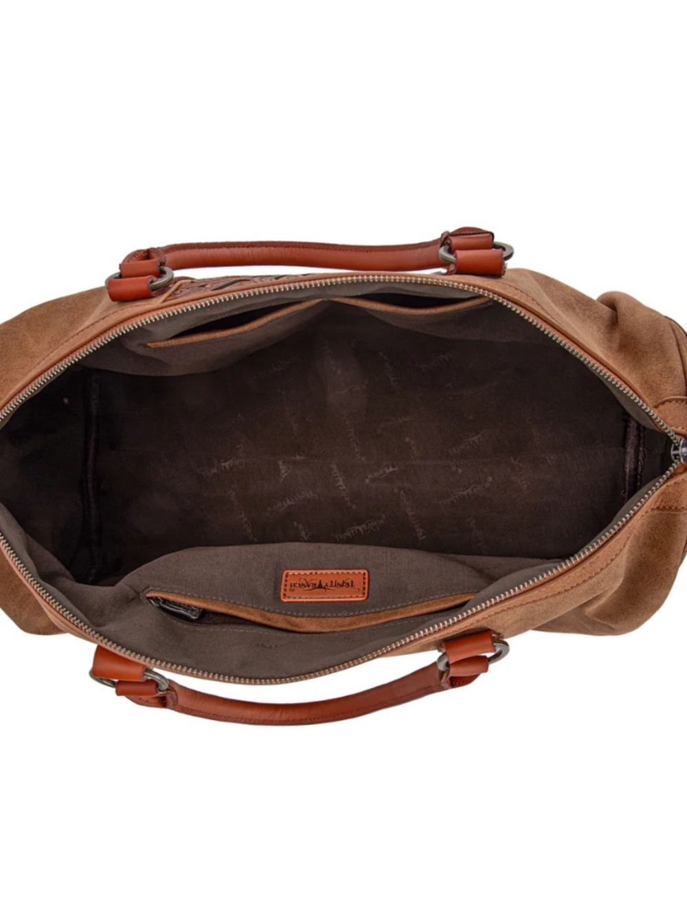 Trinity Ranch Floral Aztec Tooled Collection Weekender Bag Brown - Picture 6 of 8